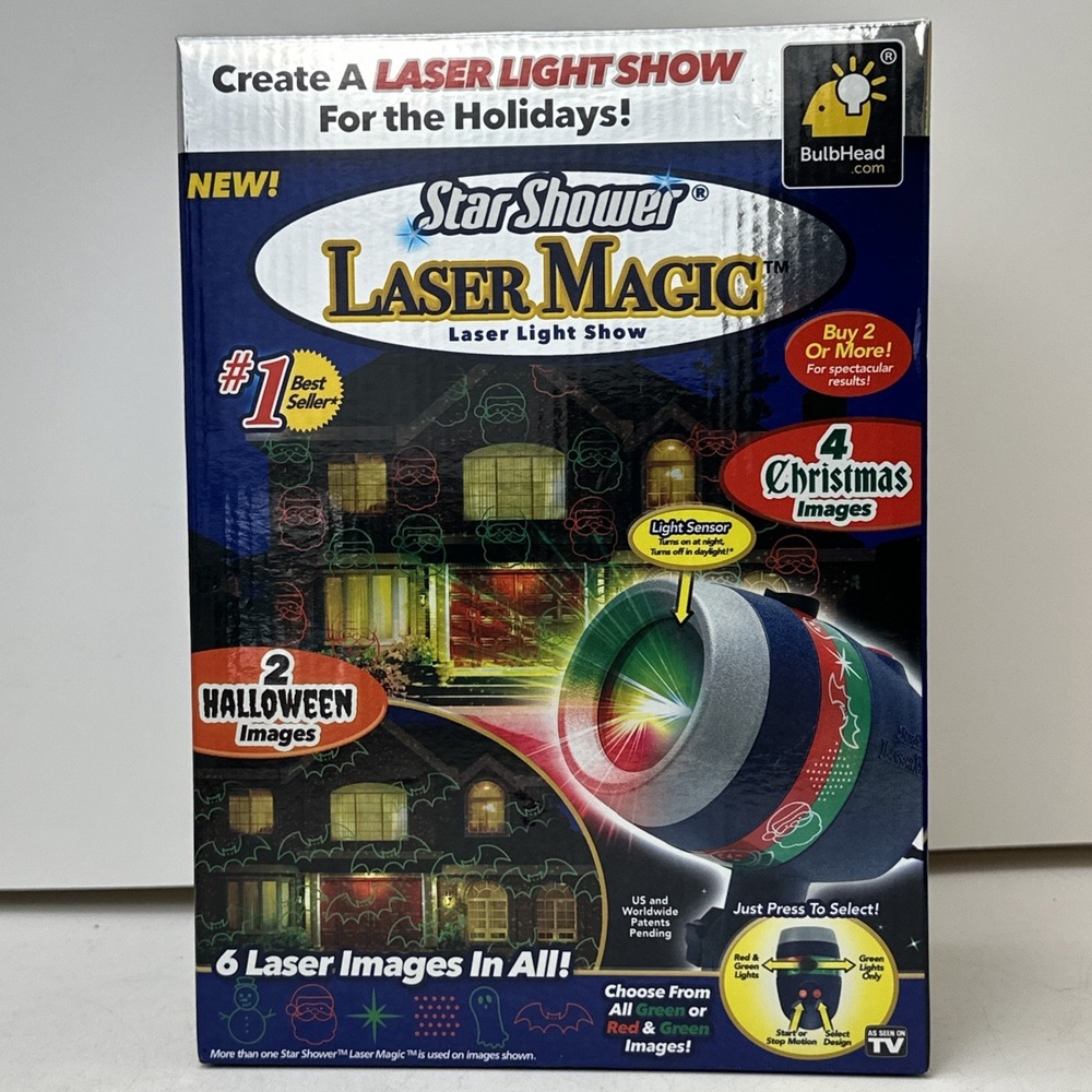 Star Shower Laser Magic Light Show Projector 4 Xmas 2 Bonus Halloween Images
